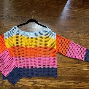 Anthropologie Maeve Yellow and Blue Crochet Top